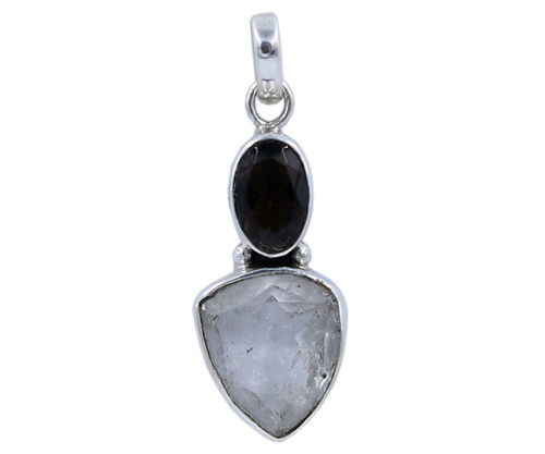 Brown Fancy Chintamani & Satyaloka Quartz Stone 925 Silver Pendant