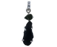 Unique Moldavite & Chintamani Stone 925 Silver Pendant