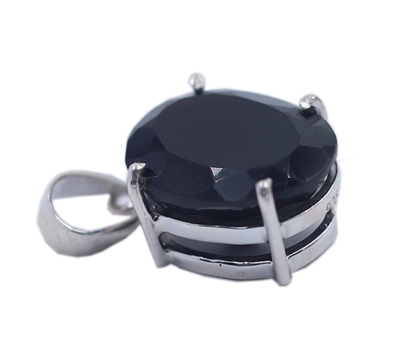 Casual Black Tourmaline Stone 925 Silver Pendant