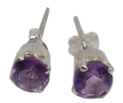 Amethyst Stone 925 Silver Stud Earring