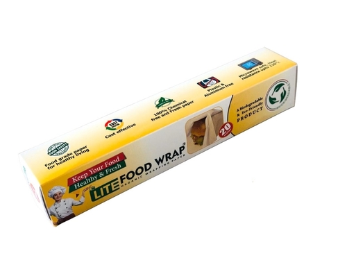 Lite Food Wrap - Eco Friendly Food Wrapping Paper, 20 Meters Long, White Color, Recycled Material, Microwave & Oven Safe, Multi-Purpose Food Grade