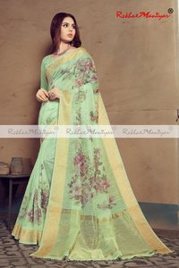 Heavy Linen Digital Printed Saree With Blouse