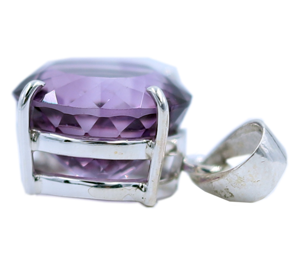 Round Amethyst Stone 925 Silver Pendant