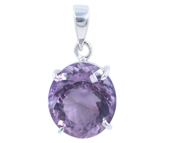 Round Amethyst Stone 925 Silver Pendant