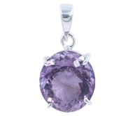 Round Amethyst Stone 925 Silver Pendant