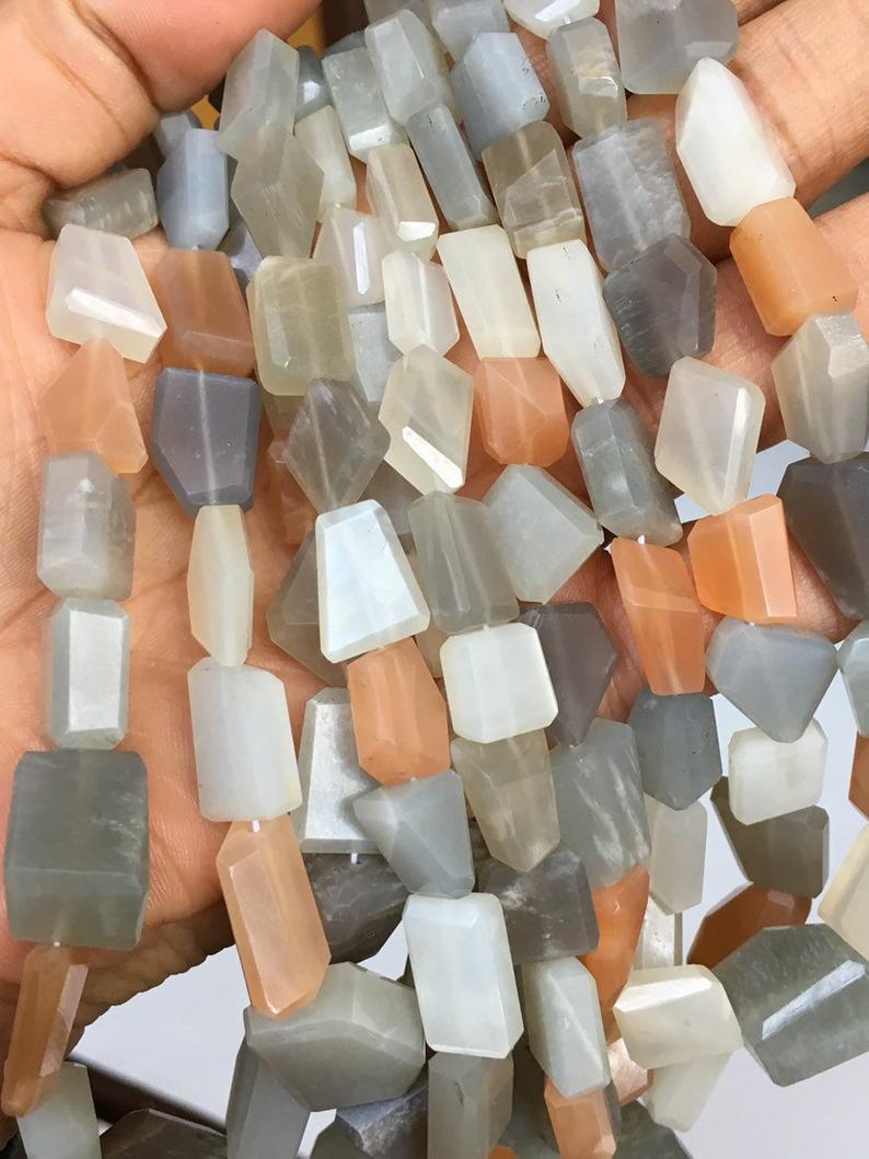 Multi Moonstone Nugget Faceted Beads,multi Moonstone Step Cut Nuggets