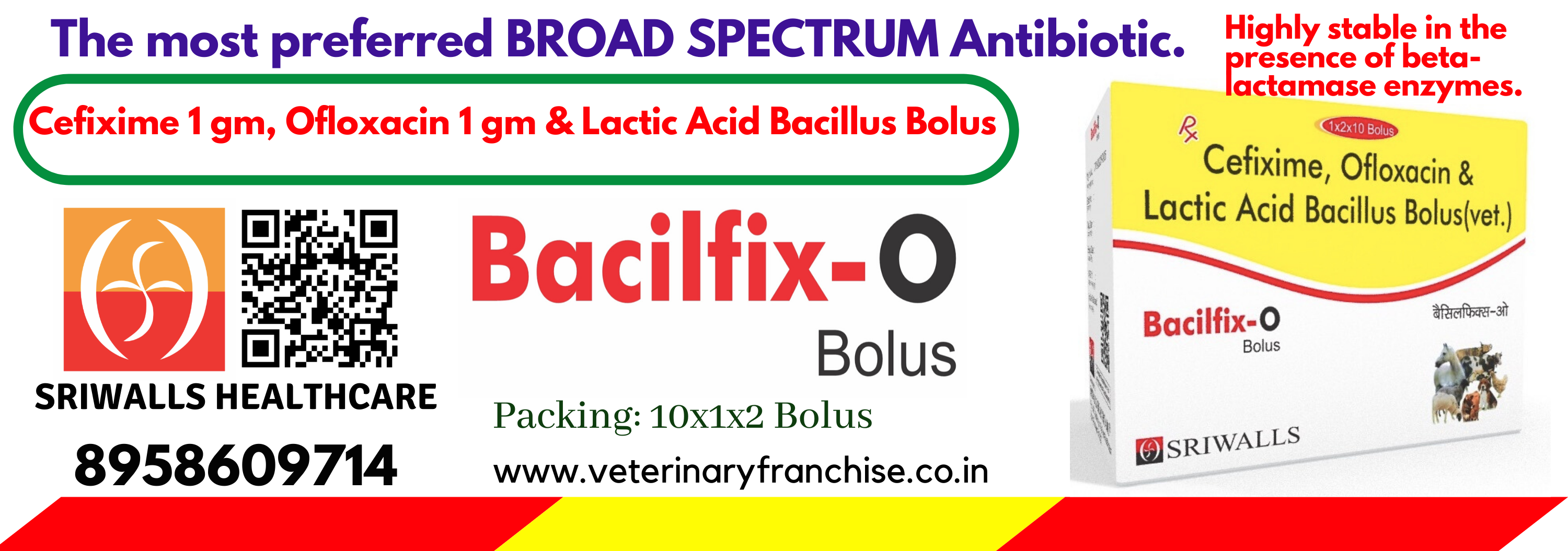 BACILFIX-O CEFIXIME OFLOXACIN LACTIC ACID BACILLUS BOLUS
