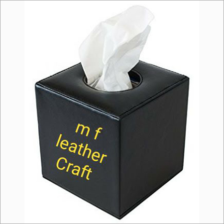 Tissue Paper Holder - Artificial Leather 10x10x10 cm Black | Elegant Design Durable Sturdy Hygienic Easy Dispensing