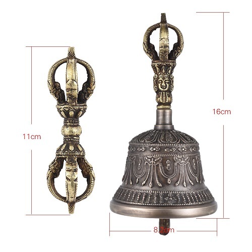 Tibetan Meditation Singing Bell with Dorje Vajra Bronze Temple Buddhism Buddhist Practice Instrument