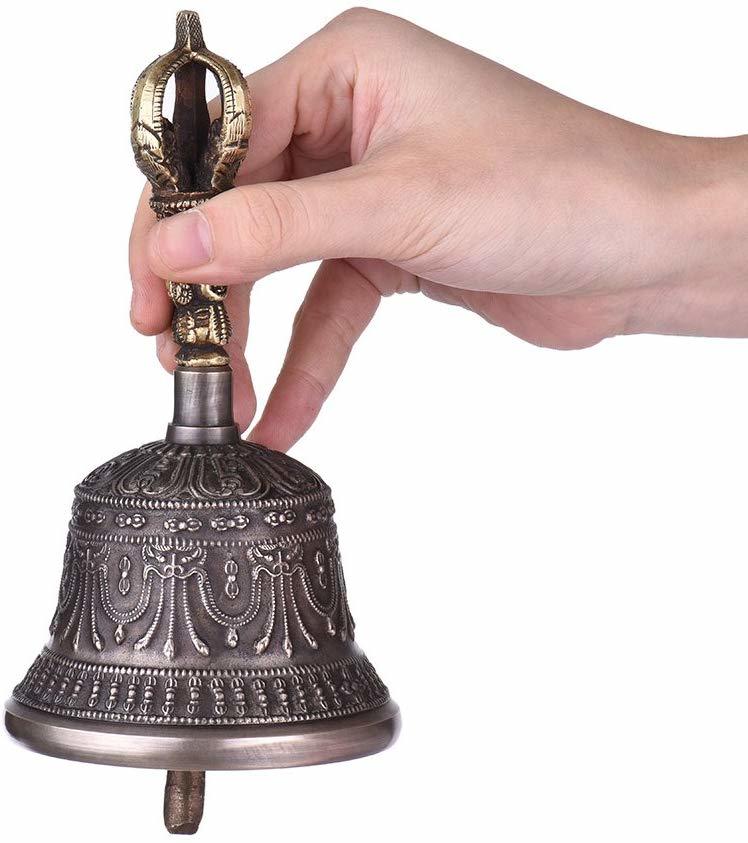 Tibetan Meditation Singing Bell with Dorje Vajra Bronze Temple Buddhism Buddhist Practice Instrument