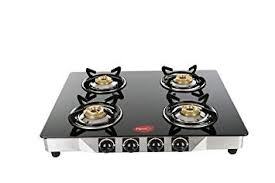 Pigeon by Stovekraft Blaze Blackline Glass 4 Burner Gas Cooktop (Black)
