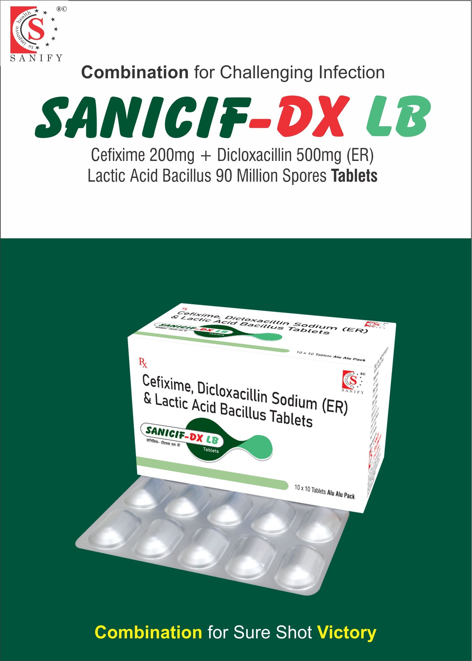 Cefixime 200mg + Dicloxacillin 500mg + LAB 2.5MS