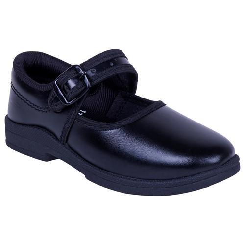 Black And White Leather Girl School Shoes