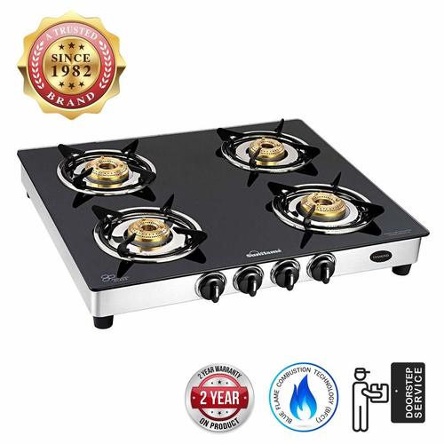 Sunflame Diamond Glass Top 4 Burner Gas Stove