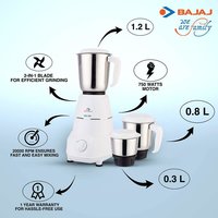 Bajaj Rex 500-Watt Mixer Grinder with 3 Jars (White)