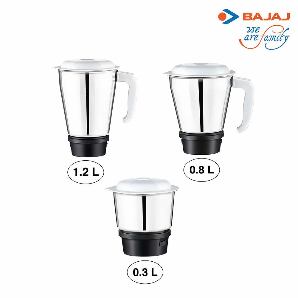Bajaj Rex 500-Watt Mixer Grinder with 3 Jars (White)