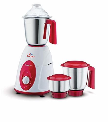 Bajaj Classic 750-Watt Mixer Grinder with 3 Jars (White and Maroon)