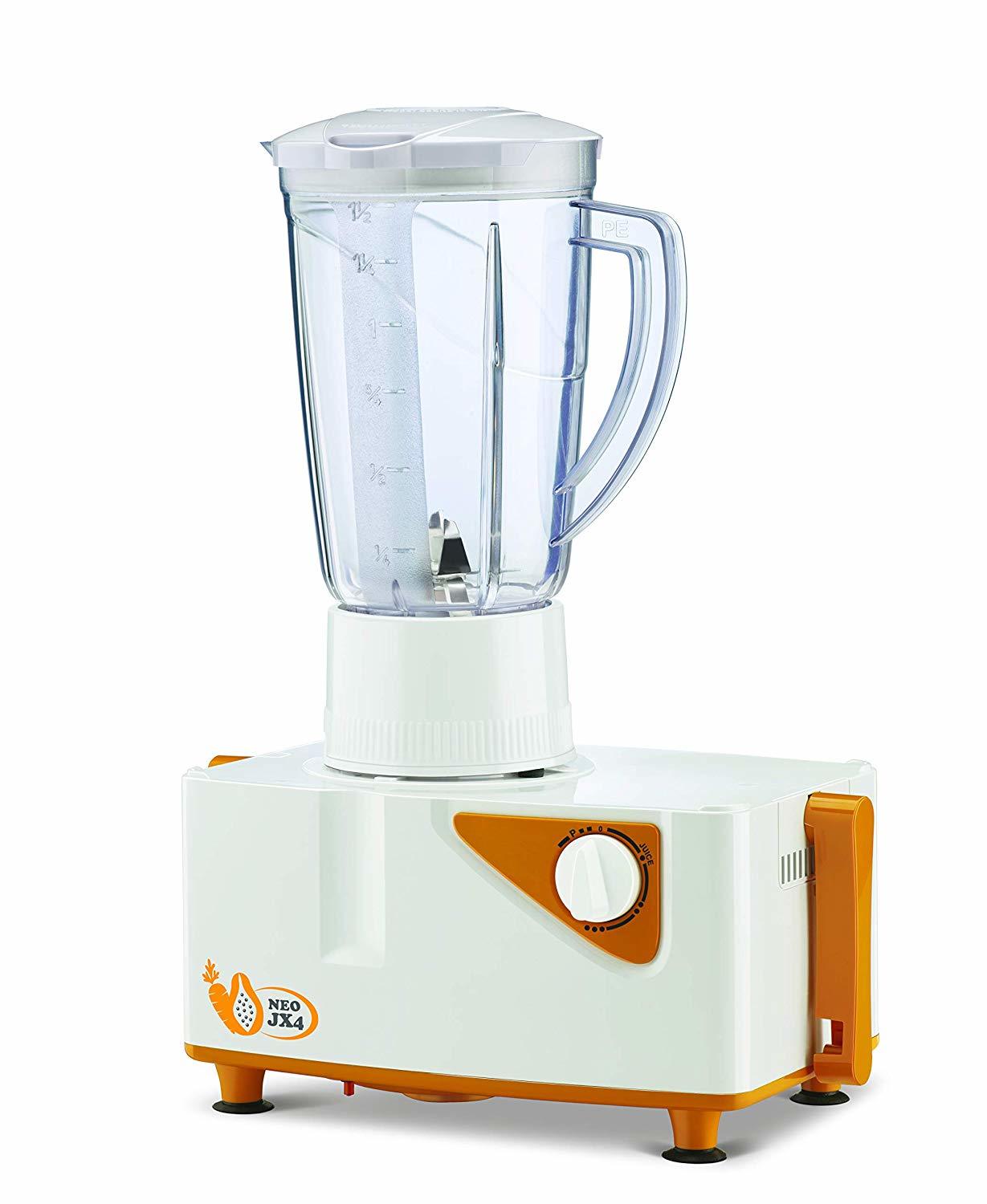 Bajaj Neo JX4 450-Watt Juicer Mixer Grinder with 2 Jars (White/Orange)