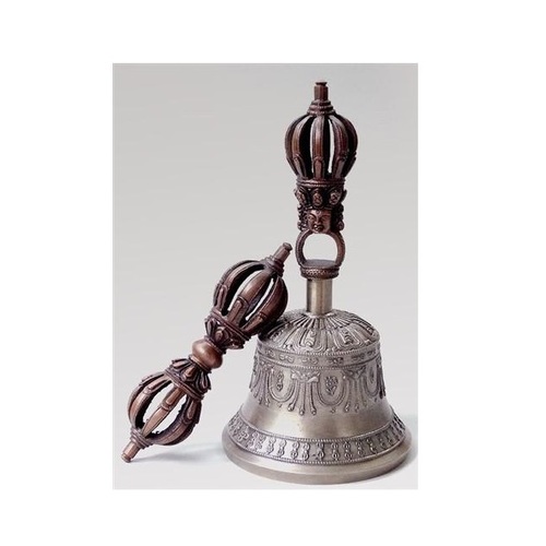 Copper Deradhun Nyingma Bell & Dorje Set - Kirtimukha Design - Antique Style