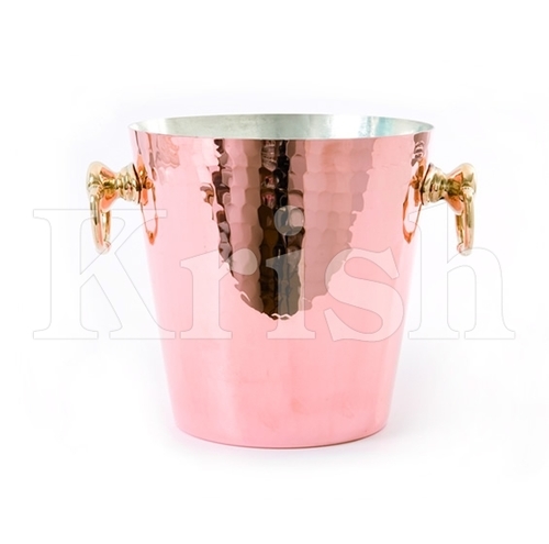 As Per Requirement Hammered Wine Bucket - Copper Plated