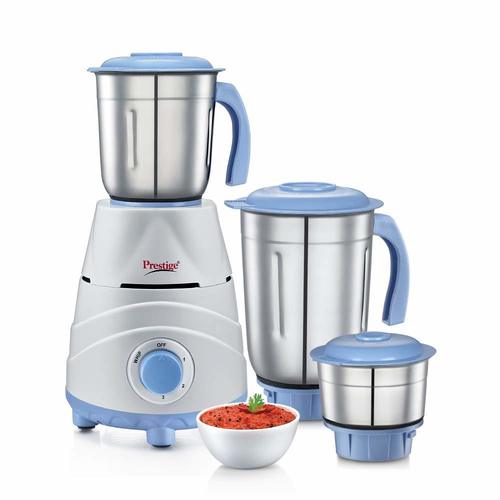 Prestige Tez (550 Watt) Mixer Grinder with 3 Stainless Steel Jars, White and Blue