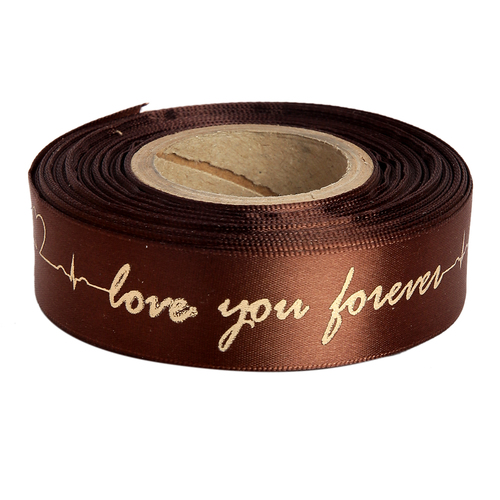 Double Satin Embossed Love You Forever - Coffee