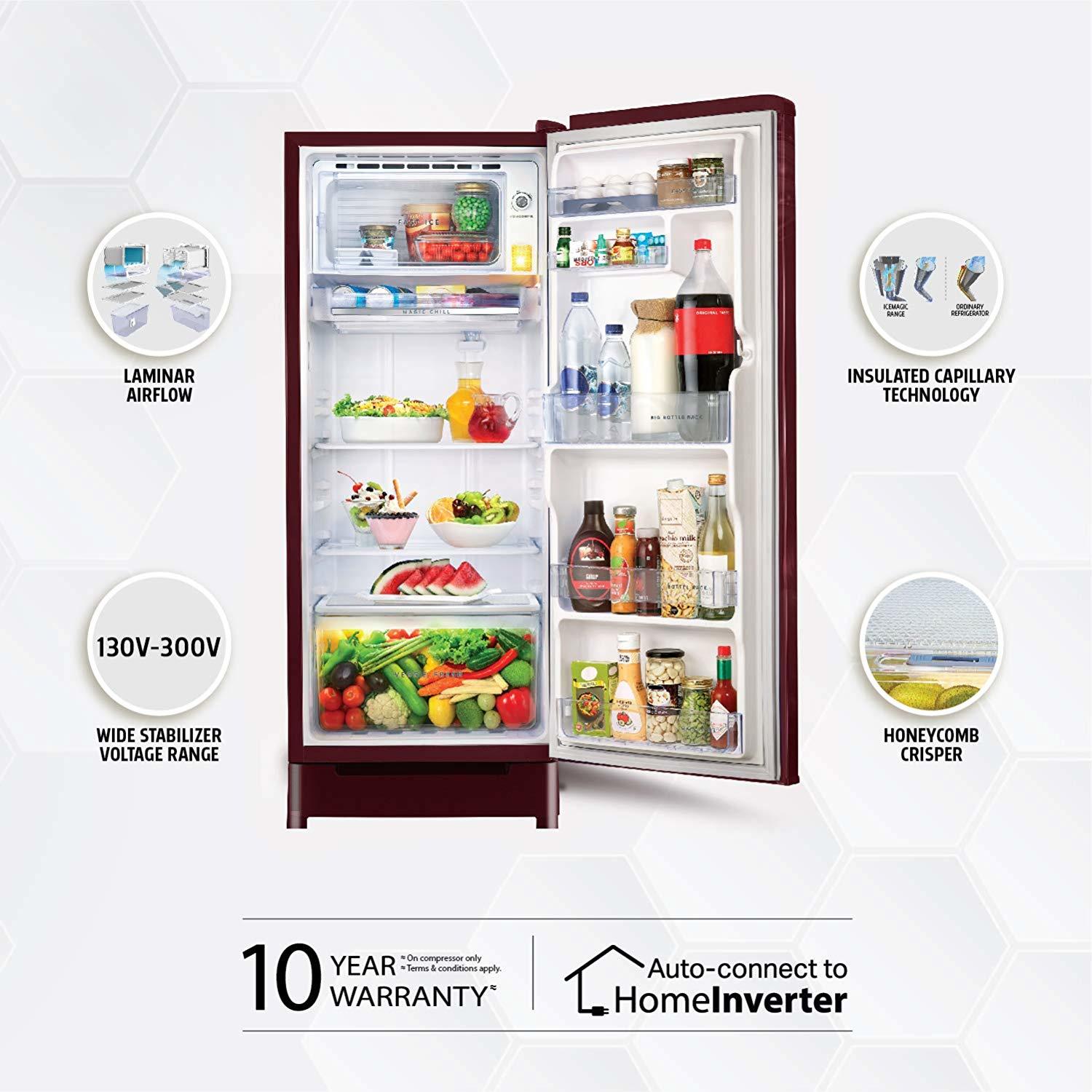 Whirlpool 190 L 4 Star ( 2019 ) Direct-Cool Single-Door Refrigerator (205 IMPC ROY 4S WINE IRIS-E, Wine Iris)