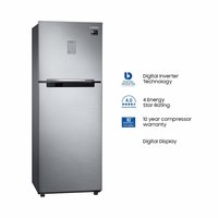 Samsung 253 L 4 Star ( 2019 ) Frost Free Double Door Refrigerator(RT28M3424S8/HL, Elegant Inox, Inverter Compressor)