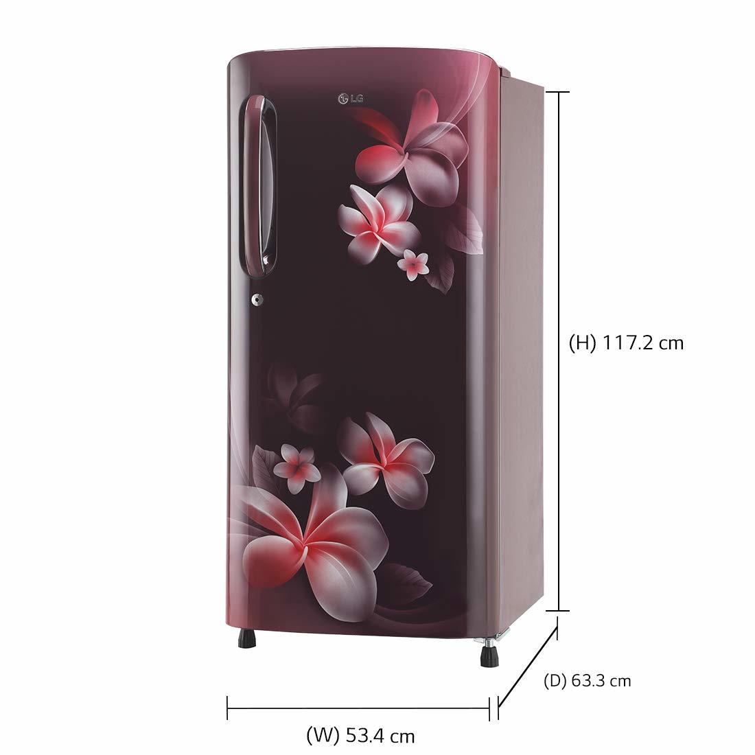 LG 190 L 5 Star ( 2019 ) Inverter Direct-Cool Single Door Refrigerator (GL-B201ASPY, Scarlet Plumeria)