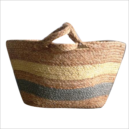 Available In Different Colour Printed Braided Shopping Jute Bag