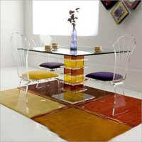 Glossy Acrylic Square Dining Table Set