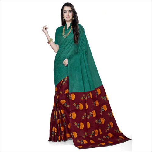 Available In All Color Green Cotton Printed Designer Fancy Saree