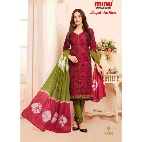 Red Minu Cotton Printed Unstitched Salwar Suit