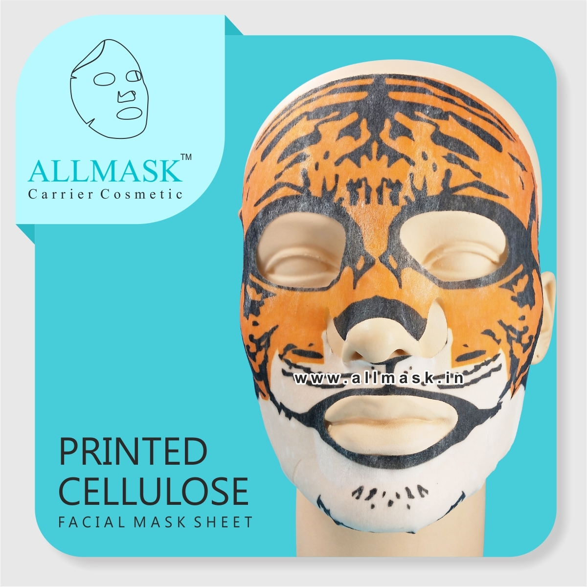 Viscose/Cellulose Tiger Printed Facial Mask Sheet - 100% Original - ODM/OEM Customization Available