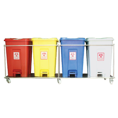 50Ltr Ss 4 Bin Set With Wheel Application: Industry And Home