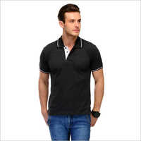 Mens Black Collar T Shirt