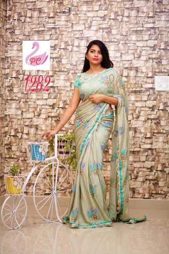 Embroidered Pure Georgette Sarees