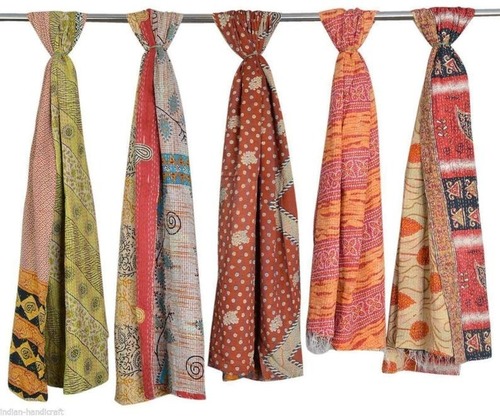 Vintage Cotton Kantha Work Scarves By INDIAN CREATIVITY EXPORT