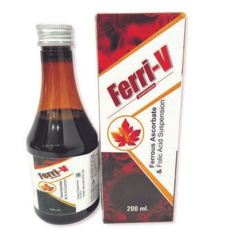 Ferri-v 200 Ml Pack Ingredients: Ferrous Ascorbate 30 Mg And Folic Acid 50 Mcg Syrup