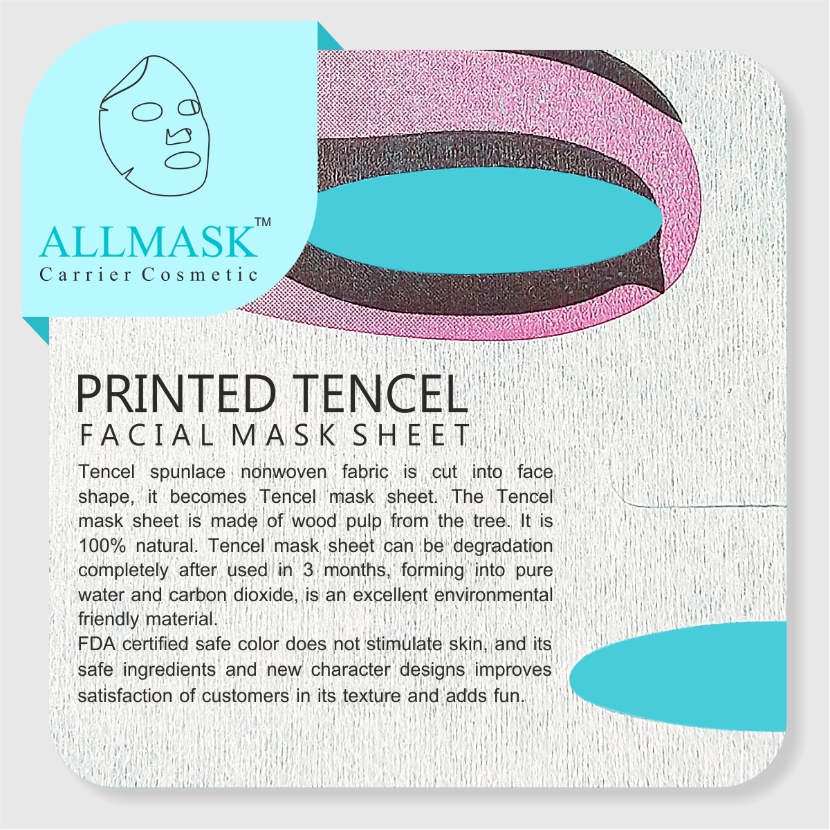 Tencel/Invisible Eye Printed Facial Mask Sheet - 100% Original - ODM/OEM Customization Available