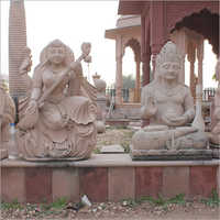 Hand Carved Sandstone God Statue - Waterproof, Customizable Size & Design | Light Grey & Pink Color Options, Ideal For Garden & Outdoor Use