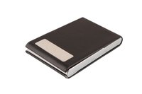 Leather Card Holder - Pu Leather & Stainless Steel | Pocket-sized Case For 6 Cards, Professional Appearance, Available In Black And Blue