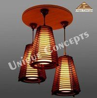 Wooden Pendant Set - 3 Bulbs, Max 40w, 220v, Steam Beach Finish | Decorative Lighting, 1 Year Warranty Against Manufacturing Defect