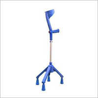 Quad Walking Stick - Aluminum, Adjustable Height, Blue Color | Ergonomic Grip Design For Comfortable Support