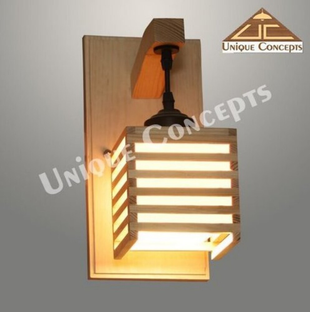 Wall Mounted Lamps - Wood Material, Natural Rubber Wood Shade, 220V Voltage | Decorative Lighting, 1 Bulb, Max. 40W Power, 1-Year Warranty