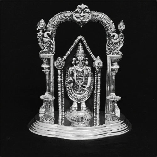 Tirupati Balaji Silver Statue - Sterling Silver, 1-24 Inch Size, Polished Finish | Exquisite Design, Corrosion Protected, Ideal for Gifting