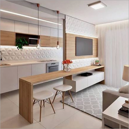 Living Area Cum Modular Kitchen