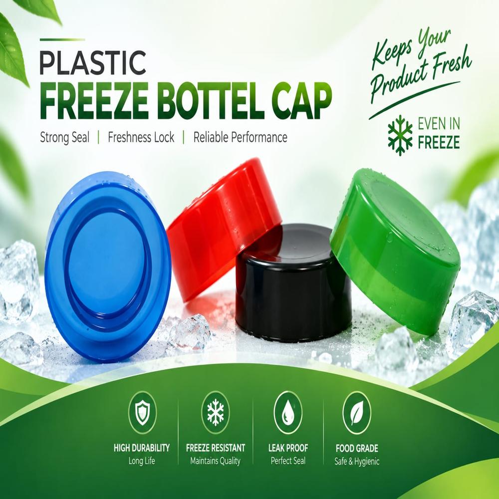 Plastic Freeze Bottle Cap - Plastic Material, Different Sizes Available, Glossy Finish, Various Colors | Water Resistant, Screw Cap Design