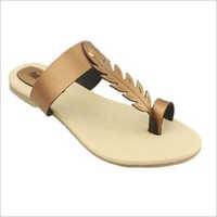 Ladies Designer Slipper - Pu Leather, Sizes 6-11, Gold Color - Lightweight, Rugged And Durable For Casual Wear