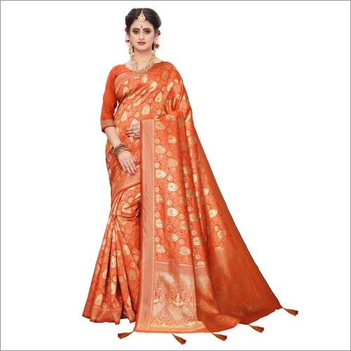 Rich Pallu banarasi Silk Saree with Jacquard Work  & Latkan